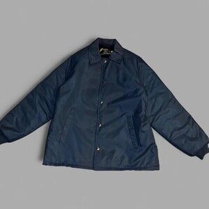 Navy Blue 70s Sears Fleece Lined Coaches Jacket Sz L